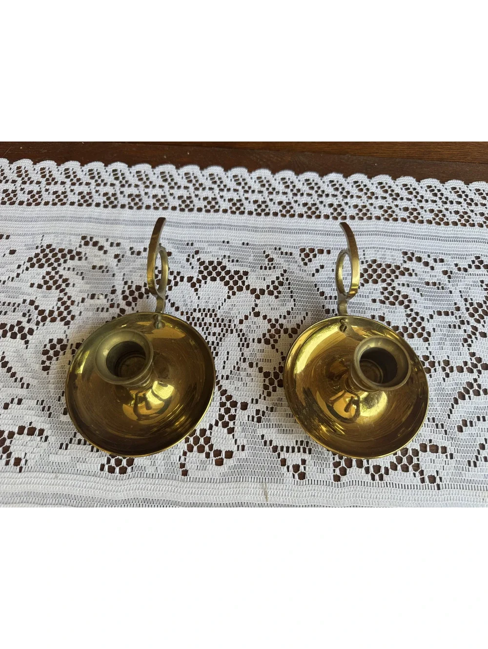 Pair of Vintage Brass Chamberstick Candle Holders